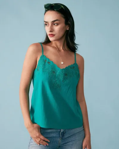 The Floral Embroidery Lace Cami Top