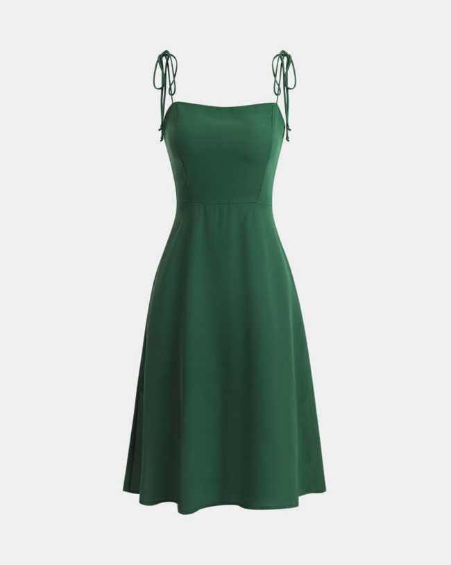 The Green Tie Spaghetti Strap Dress