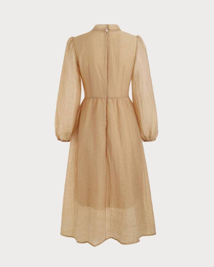 The Bowknot Neck Puffy Sleeves Dress
