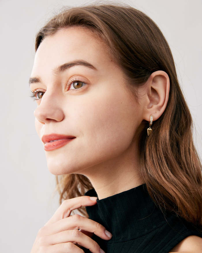 The Gold Rhinestone Heart Drop Earrings