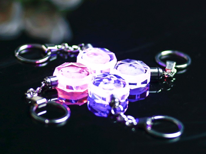 Personalized Custom Po Led Light Crystal Key Chain