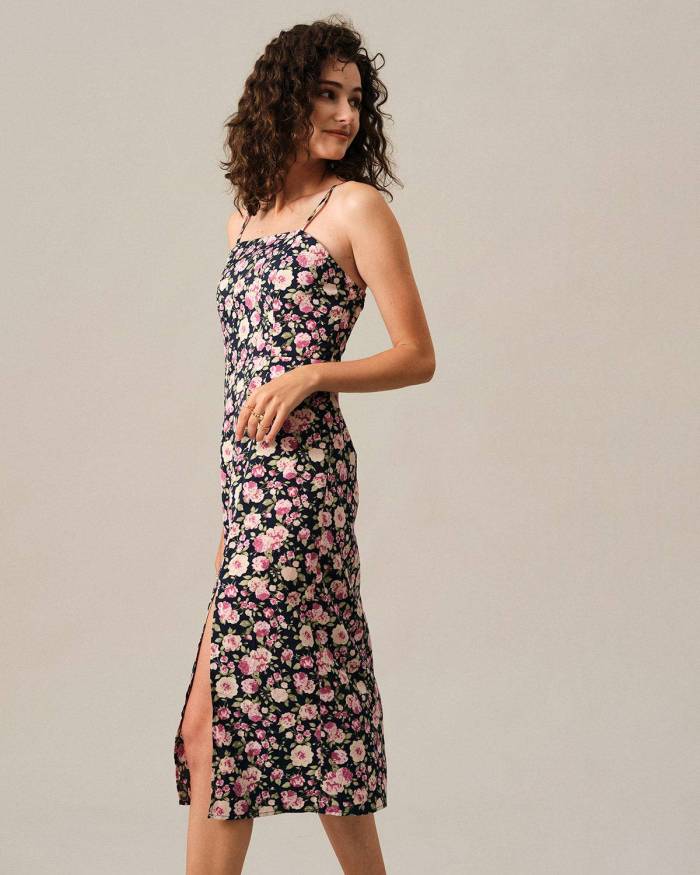 The Rose Print Midi Dress