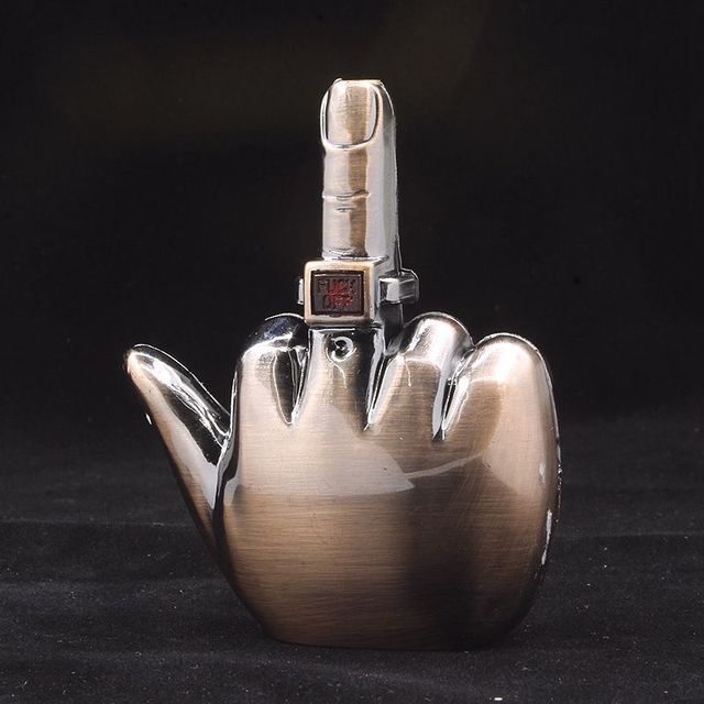 Creative Vertical Middle Finger Cigarette Cigar Lighters With Music