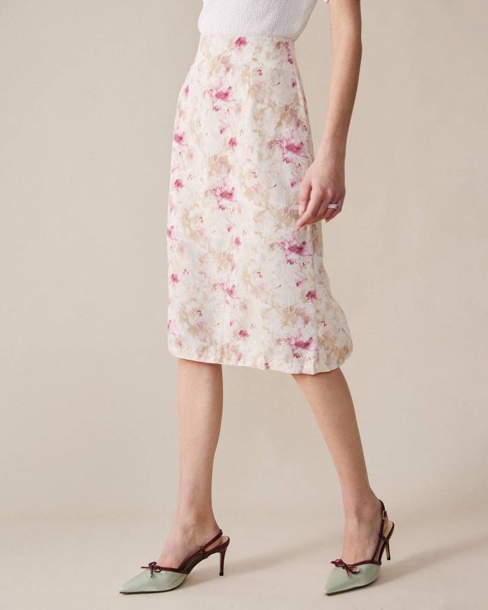 The High-Rise Floral Straight Skirt