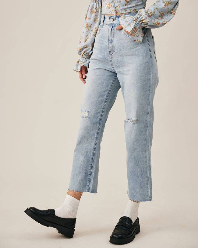 The Premium-Fabric Distressed Tassel Jeans