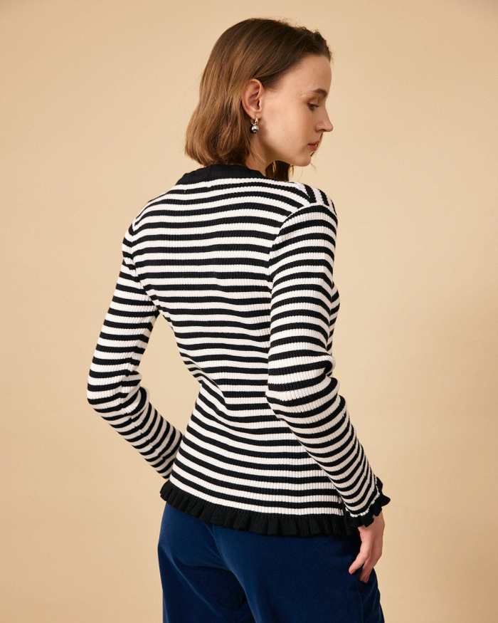 The Contrast Stripe Slim Fit Knit Top