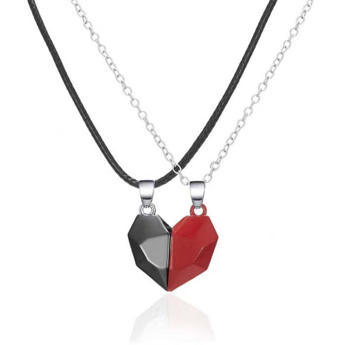 2 Pcs  Creative Wish Stone Magnet Necklaces For Bffs Couples