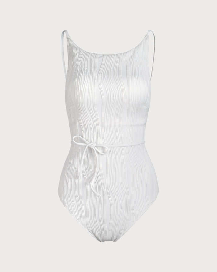 The White Textured One-Piece Swimsuit