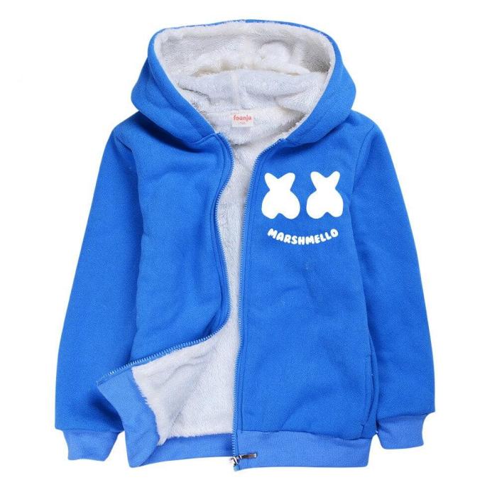 Dj Marshmello On Llama Print Boys Fleece Lined Zip Up Hoodie