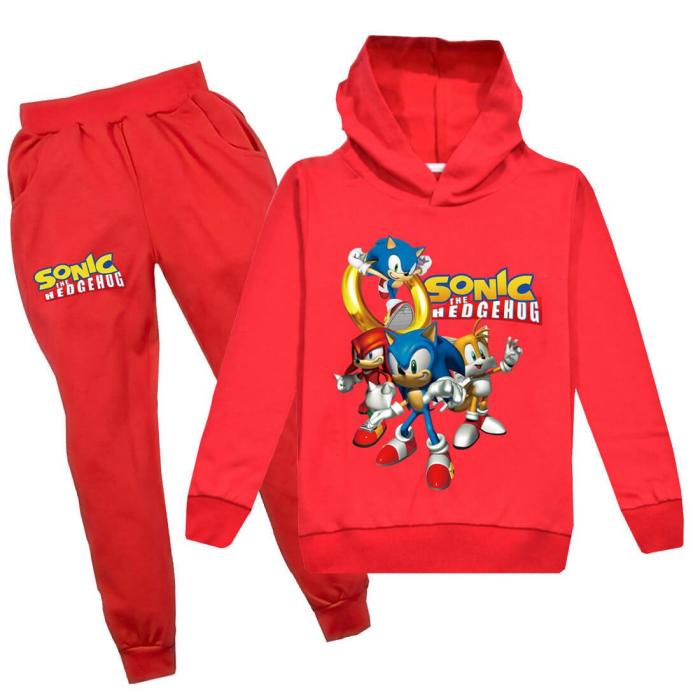 Sonic Mania The Hedgehog Print Girls Boys Hoodie And Pants Tracksuit