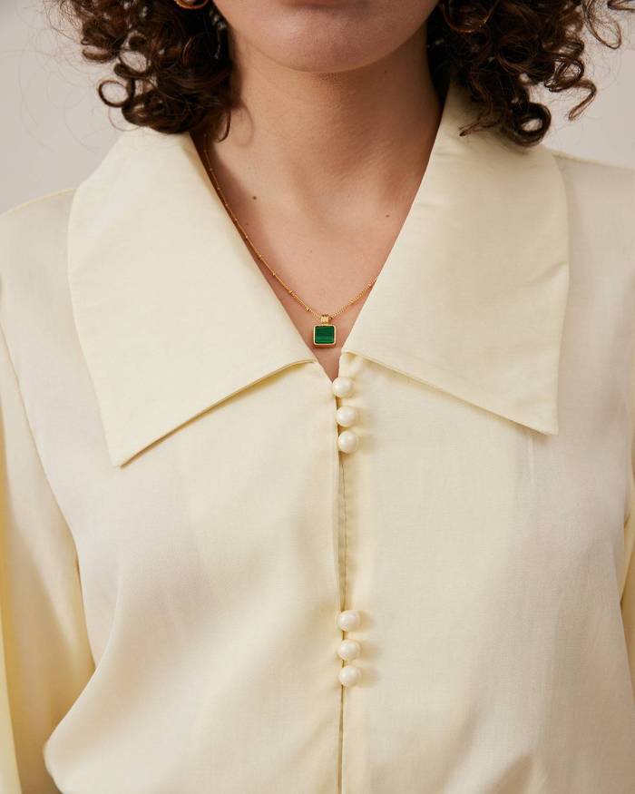 The Flat Collar Pearl Button Blouse