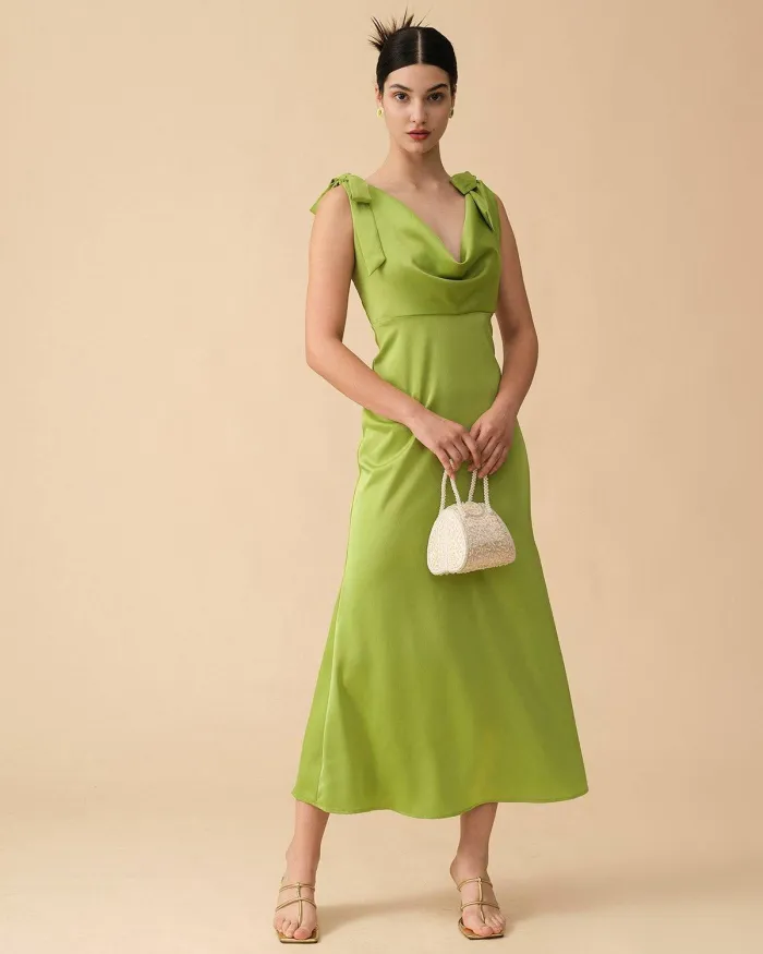 The Tie Strap Backless Satin Maxi Dress