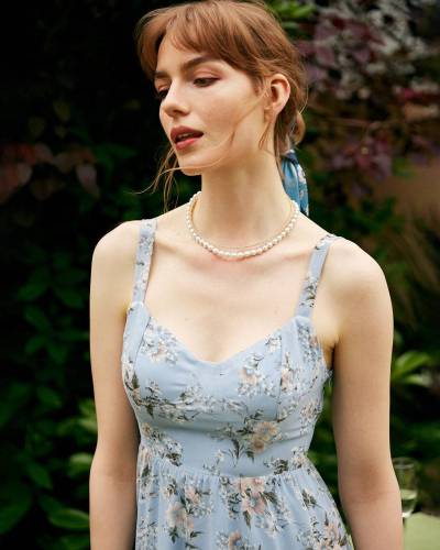 The Floral Strap Midi Dress