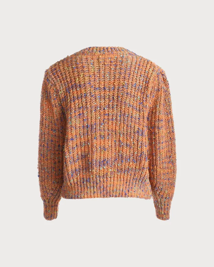 The Multi Color Round Neck Knit Cardigan