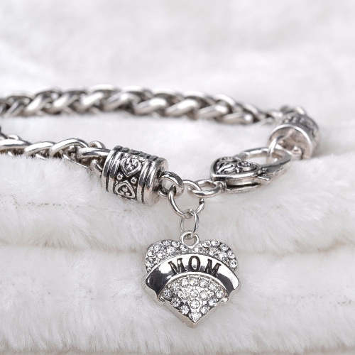 Letter“Mom Grandma Aunt Sister Teatcher Bestfriend”Diamond Heart Love Bracelet