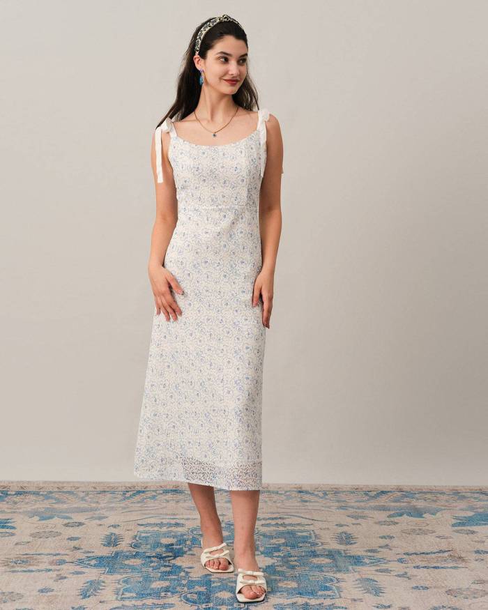 The Jacquard Tie Strap Backless Maxi Dress