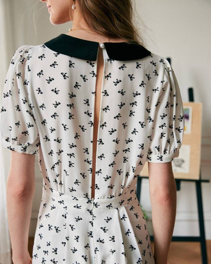 The Bow Print Backless Jumpsuit