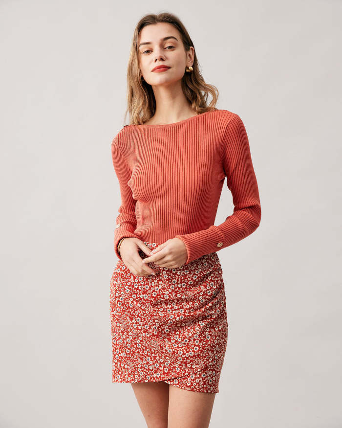 The Orange Boat Neck Knit Top