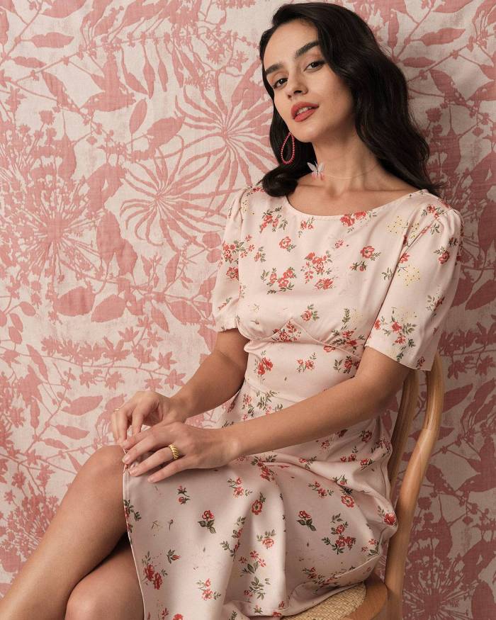 The Floral Tie Strap Cutout Midi Dress