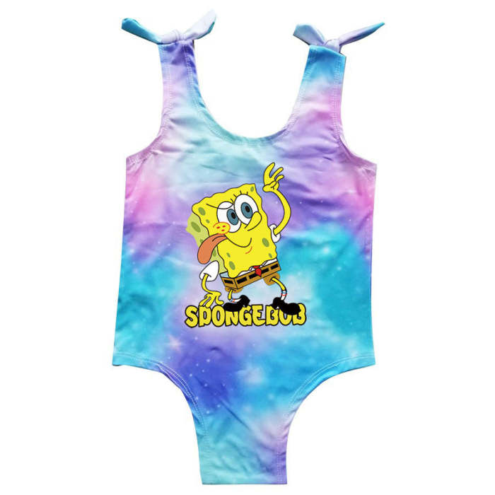 Spongebob Squarepants Print Little Girls One Piece Rainbow Swimsuit