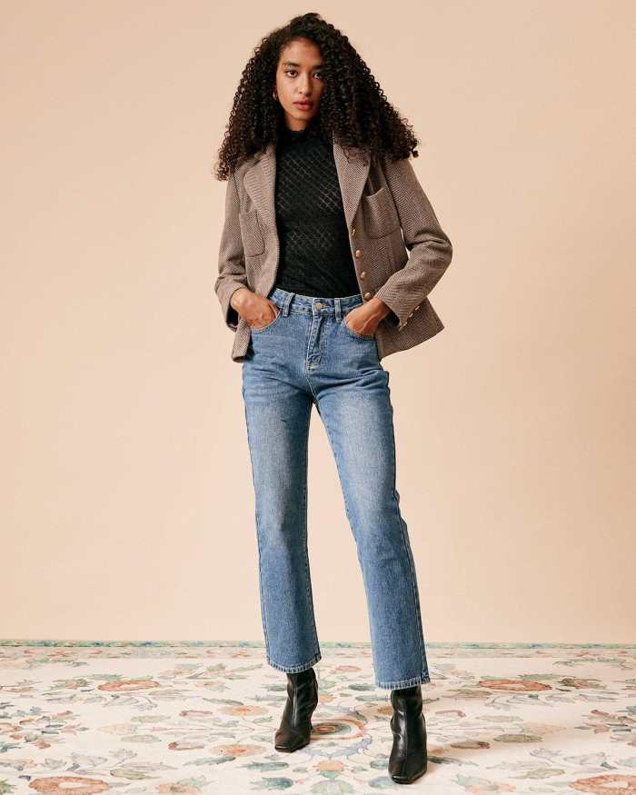 The Solid High Waisted Straight Leg Jeans