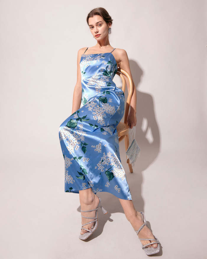The Blue Floral Slit Maxi Dress