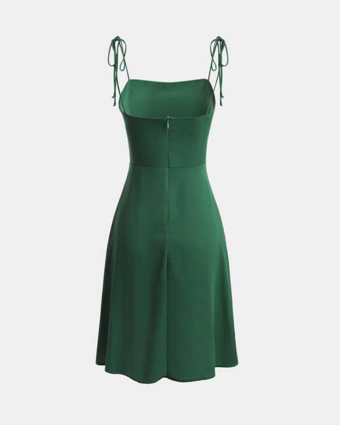 The Green Tie Spaghetti Strap Dress