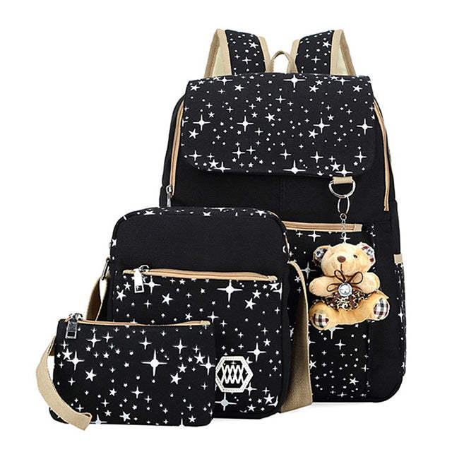 3Pcs Children School Bags Backpacks With Bear