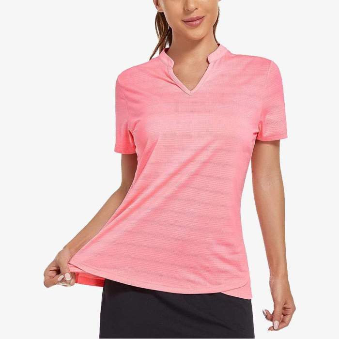 Women Golf Polo Shirts Collarless Upf 50+ Tennis Running T-Shirt