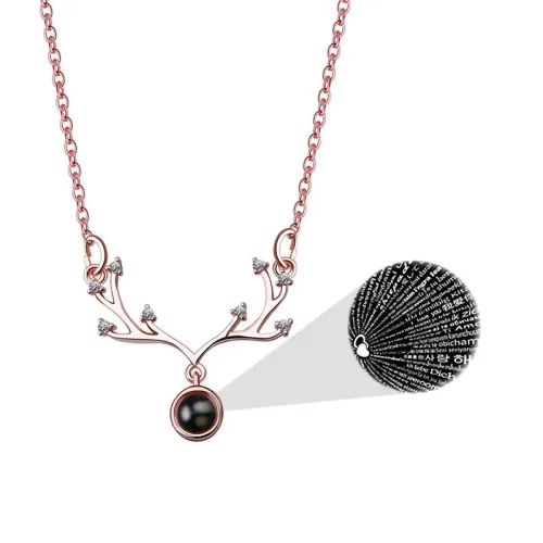 Eternal Memory Elk Moving Pendant 100 Languages I Love You Necklace