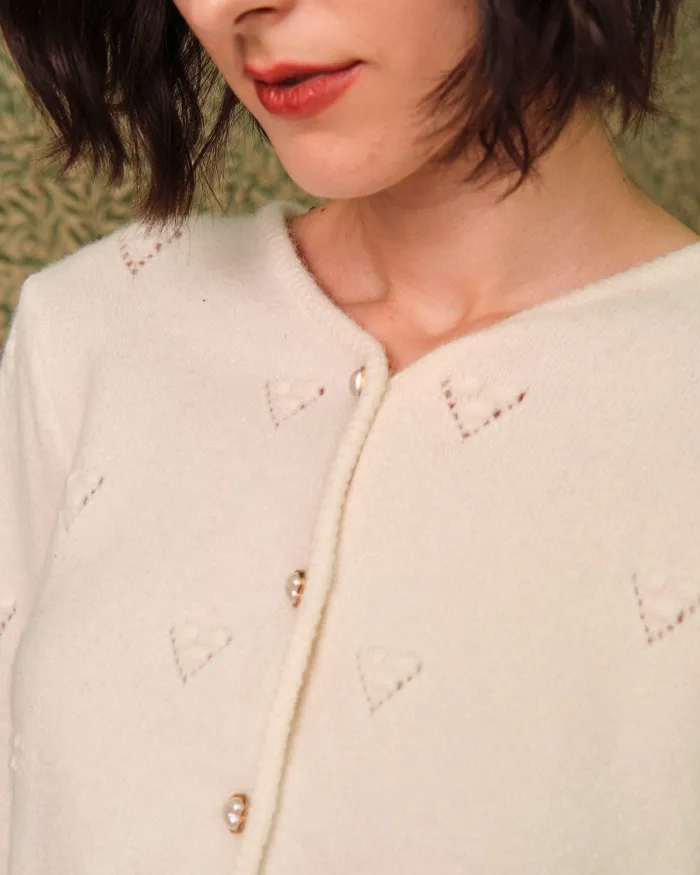 The Round Neck Textured Knit Cardigan