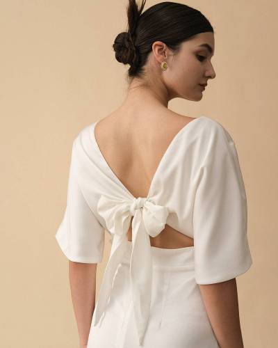 The Backless White Satin Maxi Dress