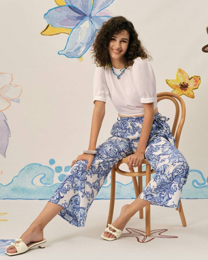 The Tie-Waist Floral Wide-Leg Pants