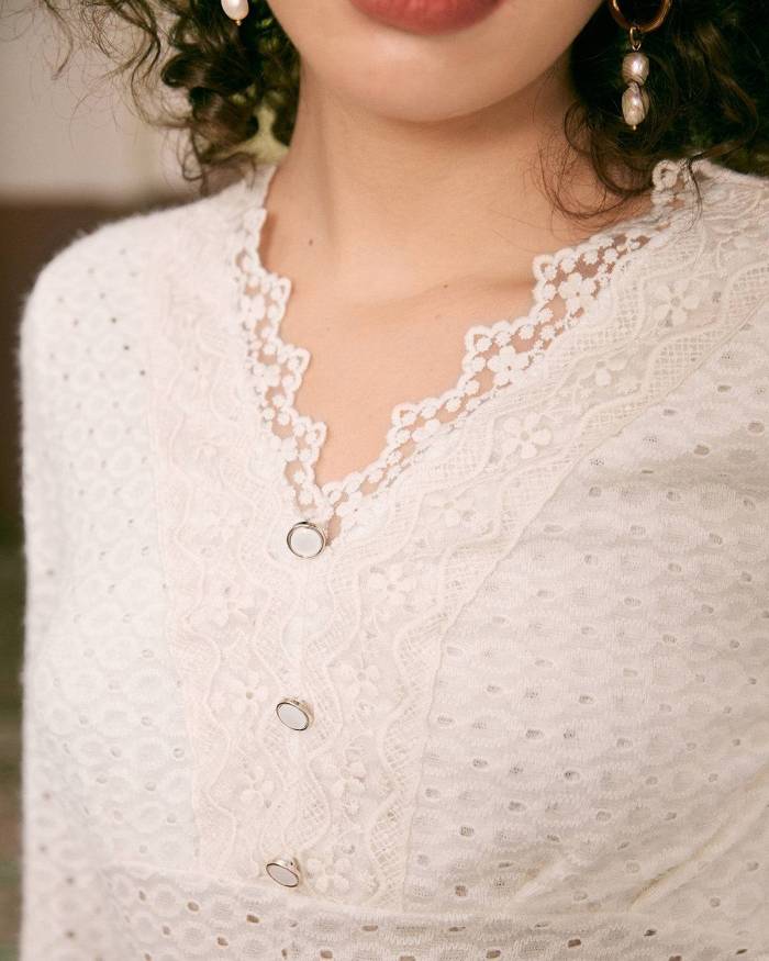 The Cutout Lace Detailed Knit Top