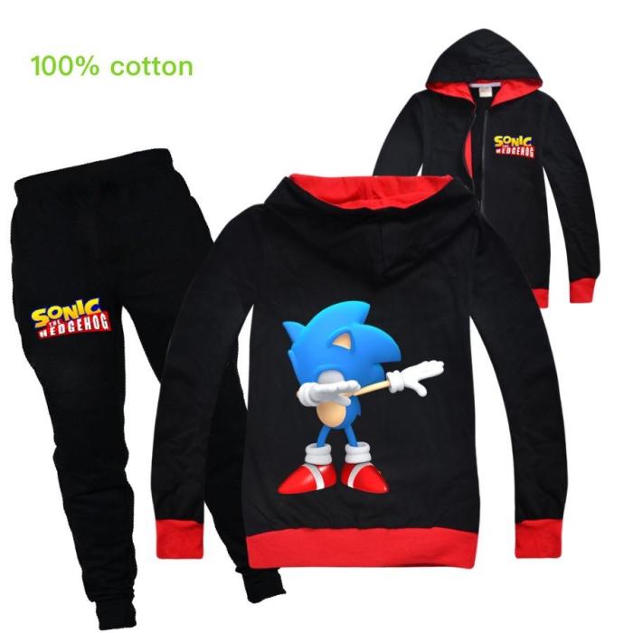 Dab Dance Sonic The Hedgehog Print Girls Boys Hoodie And Jogger Pants