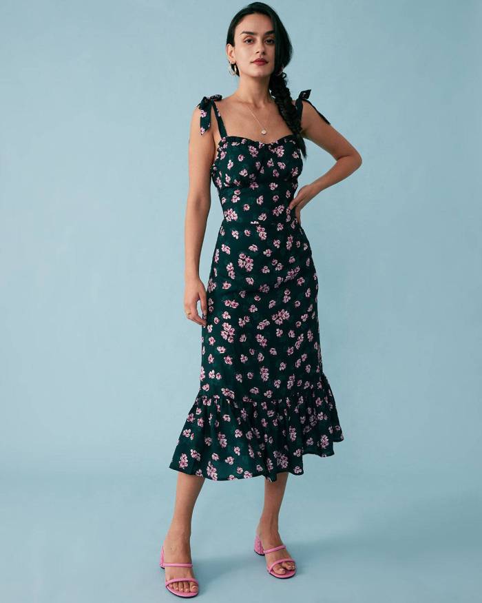 The Floral Print Ruffle Cami Dress