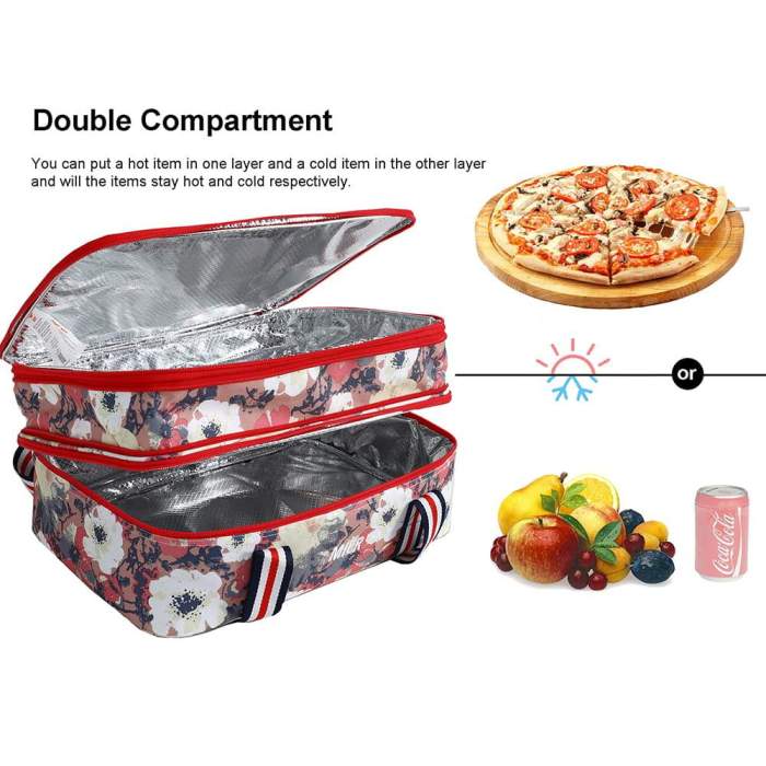 Insulated Double Casserole Carrier Bag Thermal Lunch Tote