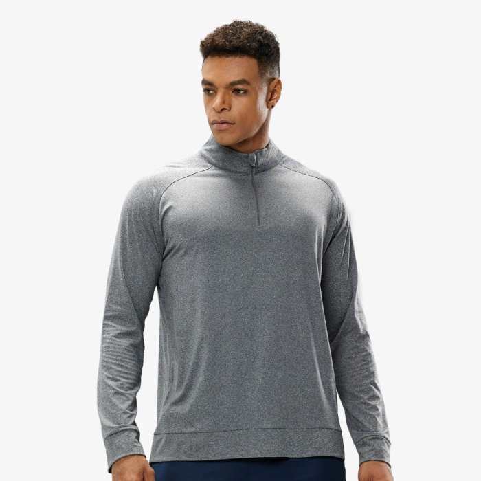 Men Quarter Zip Long Sleeve Pullover Shirts Brushed Back Fleece