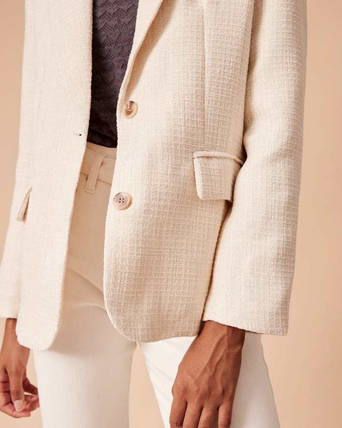 The Beige Collared Tweed Blazer