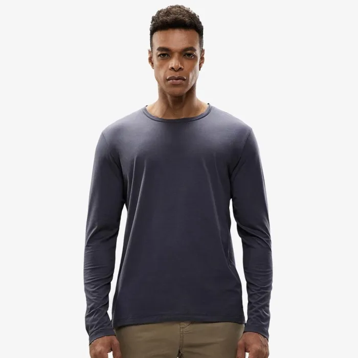 Men Long Sleeve Shirts Cotton Tees Crew Neck Casual T-Shirt