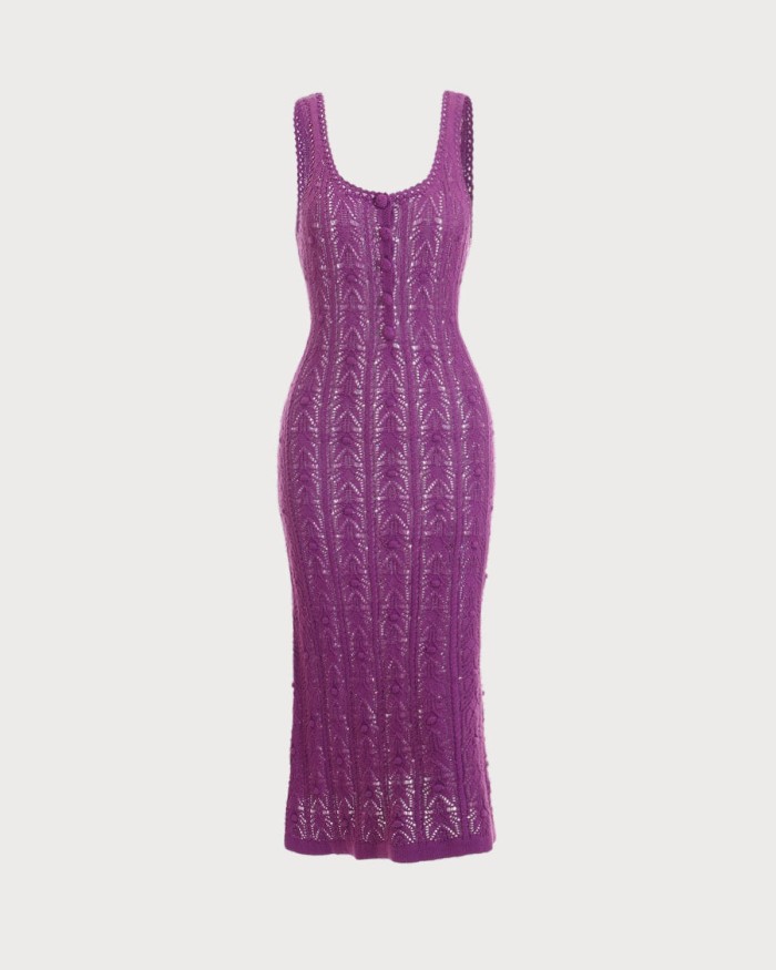 The Solid Color Knitted Midi Dress