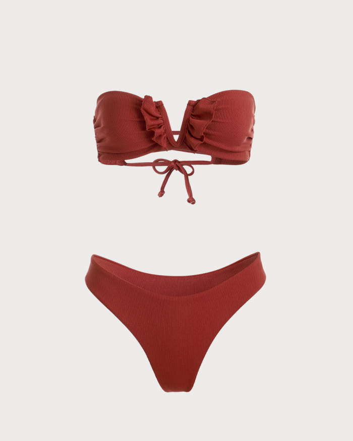 The Brick Red Bandeau Bikini Set