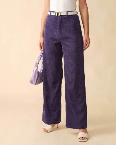 The Solid High Waisted Straight Corduroy Pants