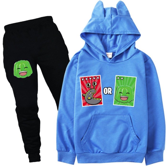 Slogoman Hoody Print Girls Boys Cotton Hoodie Sweatpants Set Sportsuit