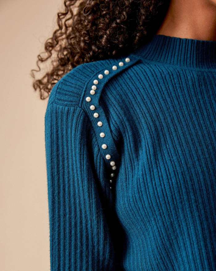 The Blue Pearl Decor Mock Neck Knit Top