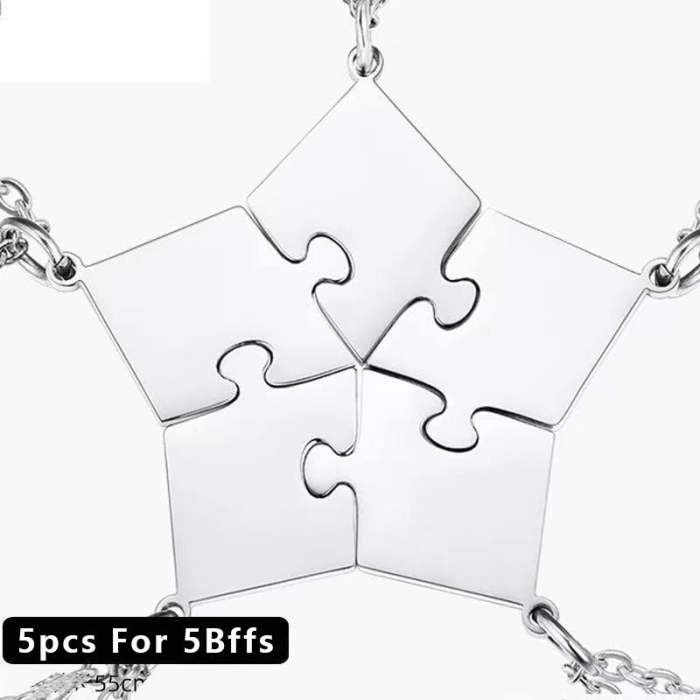 3-10 Pcs/Set Bff Family Puzzle Pendant Engraved Name Necklace