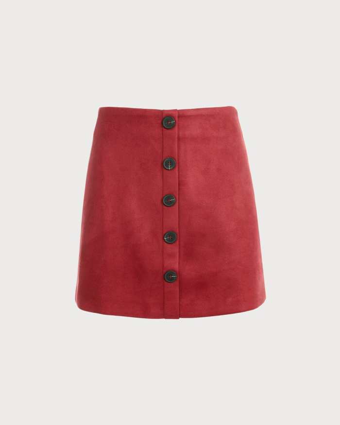 The Solid High Waisted Suede Mini Skirt