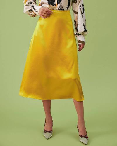 The Plain Satin A-Line Midi Skirt