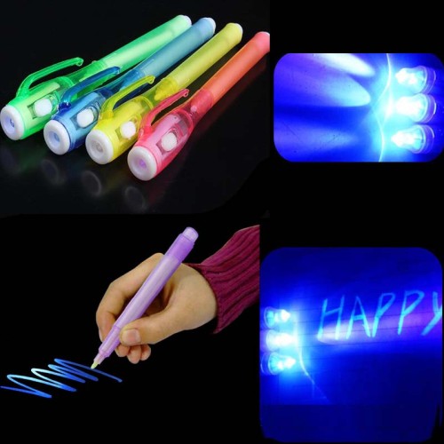 4Pcs Invisible Ink Pen Uv Light Funny Marker