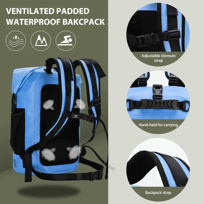 Waterproof Dry Backpack Roll Top Dry Bag With Zipper Pocket